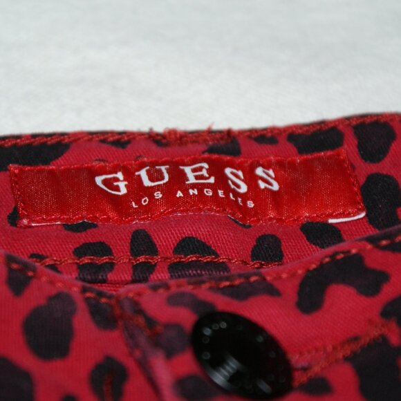 Guess Stretch Jeans Size 14 Very Flattering Red Leopard - Picture 2 of 16